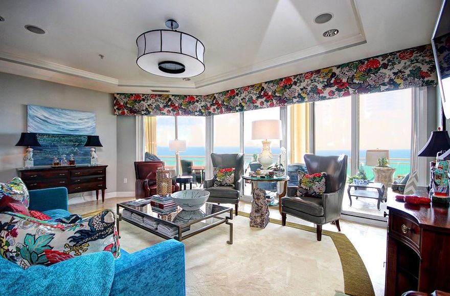 This 3BR/3BA Villa in Grand Dunes' South Tower is on the 17th floor, which is the highest level that you can be in Grand Dunes I without being a ''True'' Penthouse! This is the ''Penthouse'' level of single story units within Grand Dunes! This unit is being offered un-furnished and is full of upgrades which include: Custom Planation Shutters, Somfy Solar Shades, granite counter tops on the kitchen counters and breakfast bar, ''Premium'' stainless steel appliance package that includes a ''Clear Ice'' icemaker and a 5 burner natural gas cooktop. Other features of this unit include; travertine flooring in the private foyer, entry, living area, kitchen, hallways and baths, recessed lighting, custom light fixtures and trayed ceilings in the master bedroom.