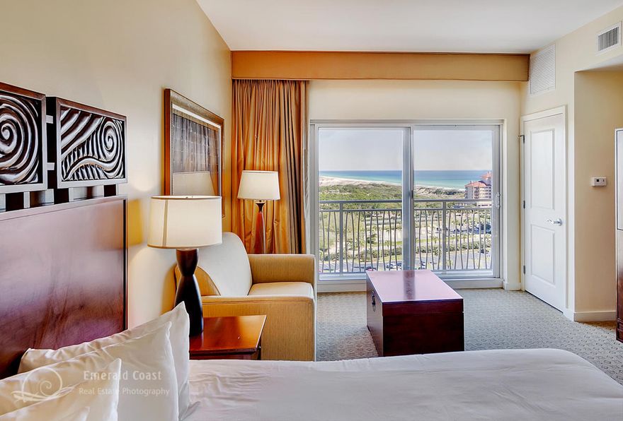 Breathtaking Gulf views from this 12th Floor Luau Condo. This is a larger studio, with kitchenette, that includes microwave and compact refrigerator. The unit has been freshly painted throughout and features handicap access. Luau is the newest Condominium located on the beachside in Sandestin Golf and Beach Resort. Amenities include lush lagoon pool area, waterfall, and walkway to the beach and Elephant Walk restaurant. A fitness center, outdoor gas grills, and a sunset deck are also available. Come enjoy all the amenities that Sandestin has to offer - a 2400 acre resort with the most beautiful white sand beach, four championship golf courses, a world class tennis complex with 15 tennis courts, and a 98 slip marina.