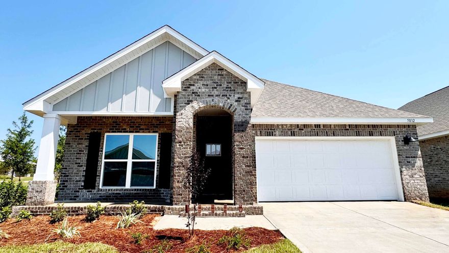 New construction in Marlin Place offers residents: Community pool, pavilion, sanded volleyball court, cornhole area and streetlights. The charming Rhett, one of our most popular & highly desirable Open Designs. 4 beds, 2 baths, covered patio & a 2-car garage. The Smart Home Connect System includes several Smart Home convenient devices. BEAUTIFUL, well-designed kitchen offers gorgeous Quartz countertops, relaxed living with a lg. island bar, quiet dishwasher, all stainless appliances, pantry, & spacious dining area. Bedroom 1 & adjoining bath feature a walk-in closet, Quartz double sink vanity, tub AND separate shower. Striking wood-look flooring throughout & Friese carpet in the bedrooms. Upscale home with great curb appeal. Convenient location. Must see!
