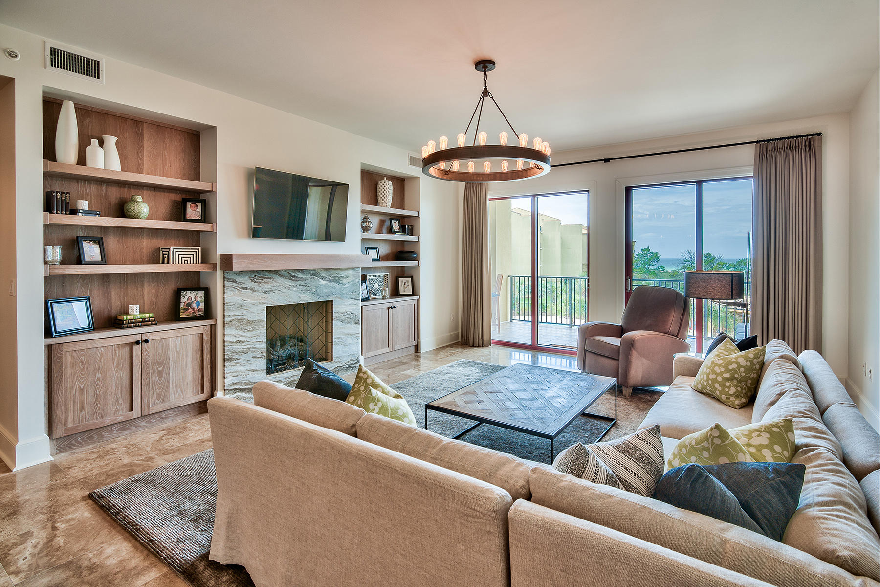 This elegant second floor condo has been highly customized to create a one-of-a-kind luxury home with direct Gulf views and private poolside cabana. From the home theater room to the raised slipper bathtub, this tastefully decorated 3,451 square-foot home is designed for relaxing and enjoying the good things in life. Granite counters in the newly upgraded kitchen are complemented by top-of-the-range stainless appliances. The granite-topped breakfast bar is ideal for drinks and casual dining while the open-plan formal dining recess provides cozy intimacy for entertaining. Travertine flooring is a highlight of this four-bed, four-bath home. Ten-foot ceilings create a sense of airy spaciousness while floor-to-ceiling windows frame the scenic views beyond