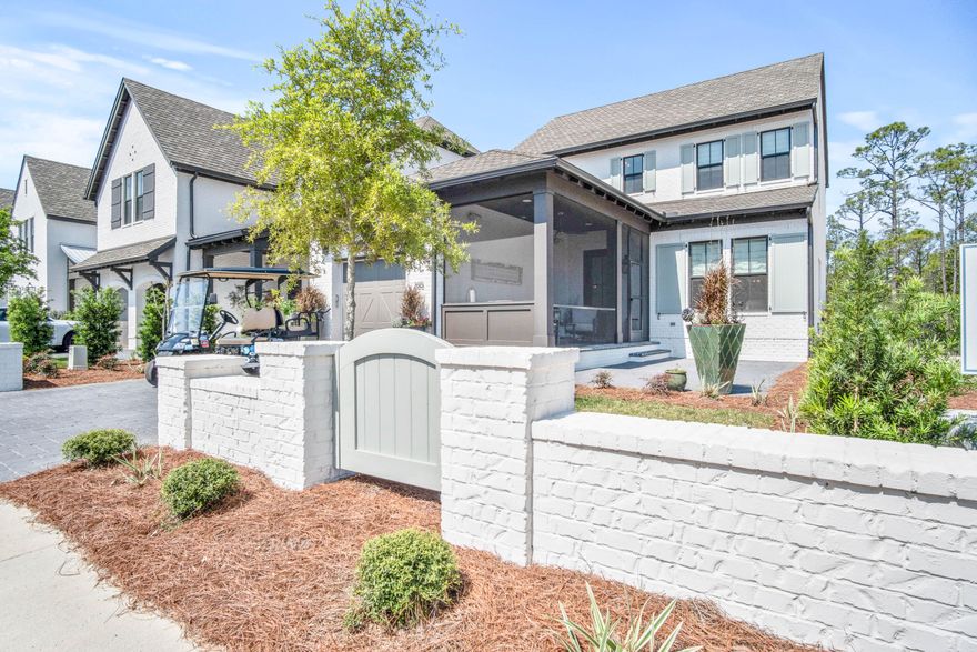 Are you looking for a well built, modern yet charming house in close proximity to the beaches of South Walton that is move in ready? This 4 bedroom, 4.5 bathroom home located in the gated community of RidgeWalk may just be the place for you! This house was completed in 2019 and includes several upgrades which set it apart from the rest. Upgrades include a front screened porch, first floor stained wood ceiling beams, wine cooler in kitchen, extended paver patio in back yard, fenced back yard, custom fit roman shades for all windows, shiplap accent walls in BOTH master bedrooms, custom cabinetry in laundry, above cabinet lighting in kitchen, and more. The home backs up to 6.5 acres of conservation land.