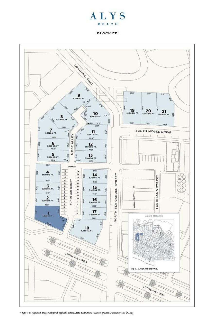 Large corner custom homesite fronting Highway 30A. Entered for comp purposes.