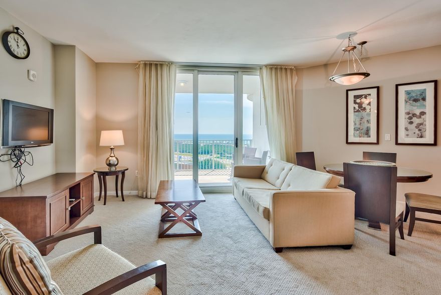 11th floor unit, freshly painted with new carpet unit at The Palms of Destin with stunning Gulf and Bay views! ! Kitchen features granite countertops and maple cabinetry. Amenities at The Palms are first class. They include an expansive 11,000 SF lagoon pool with waterfall and spa, children's pool, playground and splash pool, lighted tennis and basketball courts, first class fitness center, seasonal shuttle service to the beach, and covered protected parking. Also on site is the conference center, office center, and reception desk. THE ASSOCIATION FEES INCLUDE ALL UTILITIES, INCLUDING ELECTRICITY, WATER, CABLE, INTERNET, AND LOCAL PHONE SERVICE. Buyer to please verify all information including square footage, room dimensions, and all else. Unit to be sold ''as is''.