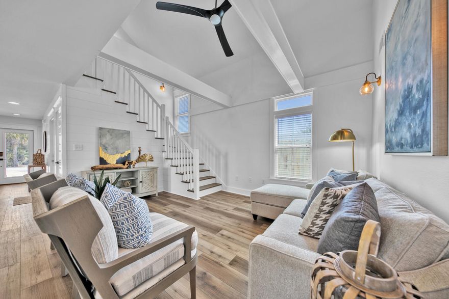 TOTALLY RENOVATED FULLY FURNISHED BEACH COTTAGE IN SEAGROVE ON THE SOUTH SIDE OF 30A! BEACH ACCESS IS WALKABLE AS IT IS ONLY ABOUT 1/4 MILE! NO HOA!  Exterior...New paint, new doors, new landscaping, new fence. Interior...new LVP flooring throughout, new quartz countertops, new sinks and faucets, new crown molding, new custom glass and tile shower in both masters, new lighting,  and ceiling fans throughout, new interior doors, duct work to make entire house run on central A/C. All new furniture and mattresses.**Buyer to verify all measurement