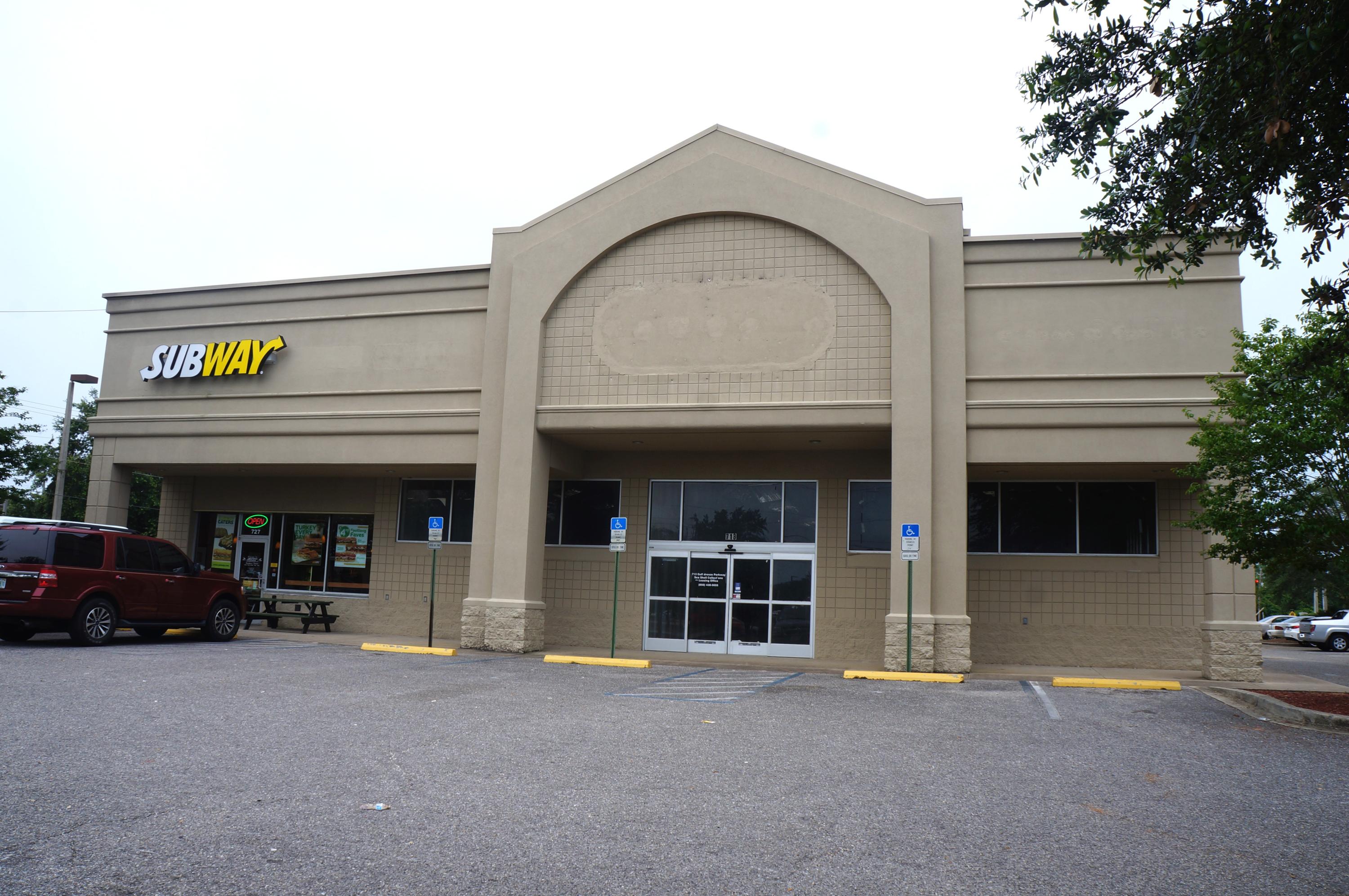 Former CVS freestanding stucco and block building. Subway Sandwich occupies 1,500 SF of this highly visible location. Excellent location with high traffic count and close proximity to the beach exit that is frequently used by tourists and residents. Property is adjacent to Gulf Breeze High School and across from 87,125 SF Publix Anchored Shopping Center.