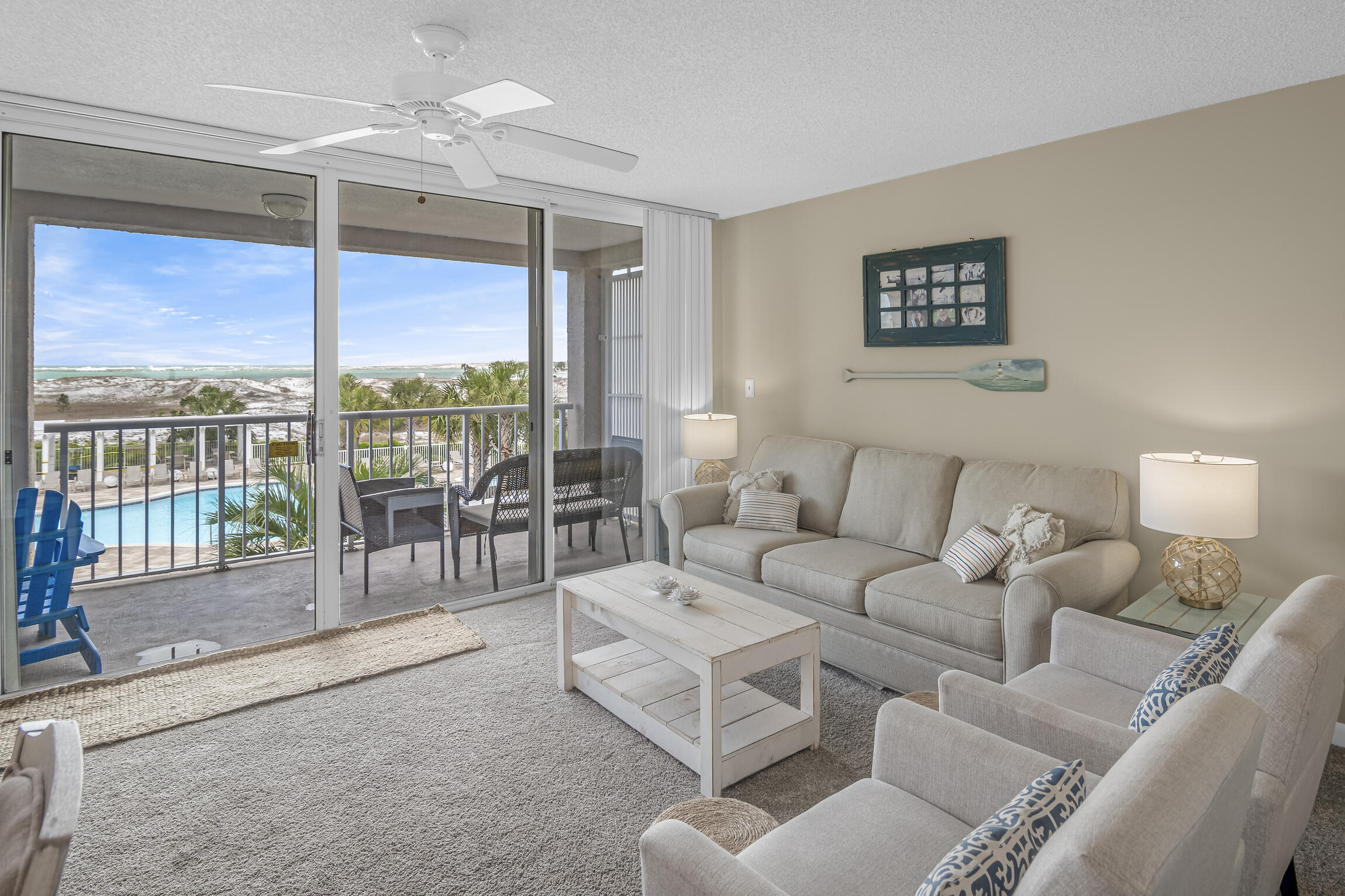 2nd floor Gulf/Pass Front condo located within the gated island community of Destin Pointe. As the owner of this one bedroom condo, you'll enjoy views of the Gulf, Destin's East Pass and Crab Island! The living space is an open concept with the kitchen, dining and living area all enjoying views of the water. The bedroom features a king size bed, flat screen TV, & access to a private lanai. Magnolia House, a boutique condominium within Destin Pointe, offers residents a variety of amenities, including tennis courts, pickleball, shuffleboard, and three community pools. Whether you're looking to unwind by the pool, explore the beaches, or soak in the breathtaking views of the pass, harbor, and coastal dune lake, this is your chance to experience the unparalleled beauty.... and lifestyle of Destin Pointe. Come and see why Destin Pointe is a hidden gem community that perfectly blends the beauty of the Emerald Coast with a sense of peace and exclusivity that's simply unmatched.