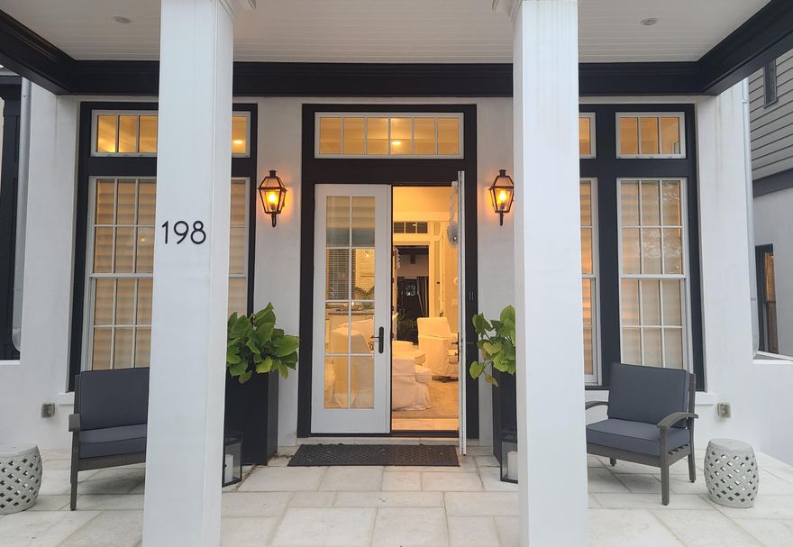 Enjoy the modern elegance of this Rosemary Beach residence with exquisite interiors, flushed with natural light throughout. Pella storm-grade windows are matched with block and stucco construction for living close to the beach. Designer lighting and finishes throughout complete with fireplaces, quartz kitchen counters, gas stove, heated pool, heated and cooled garage, courtyard, all in close proximity to amenities and the beach. Explore shopping and dining in Rosemary Beach. No need to drive anywhere while at the beach. Separate 1 bedroom guest home, with full living room, kitchen and dining.  Rosemary Beach offers Beach accesses, Fitness Club, tennis courts, Owners Club, several pools, shopping and dining. You may never want to leave!