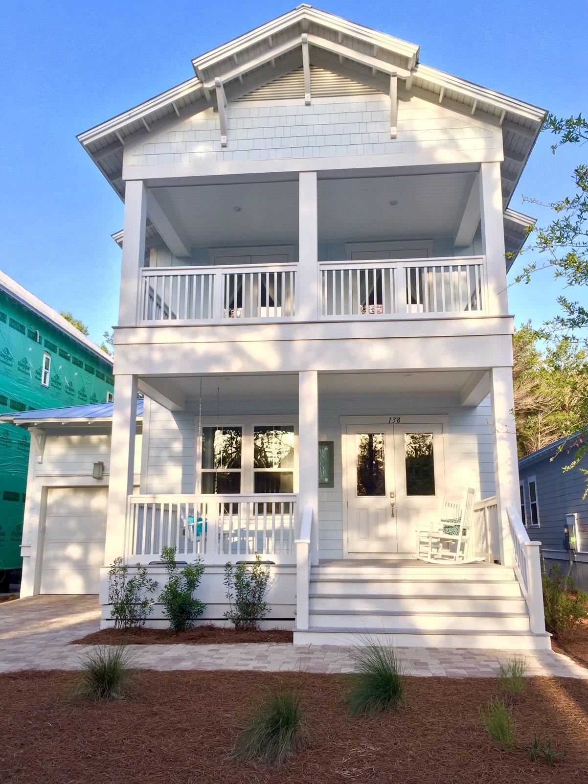 Charming Florida beach house in one of 30A's newer communities, Highland Parks. Centrally located close to shopping, dining and the beach. Impressive community pool includes an observation tower allowing panoramic views of the gulf. This is the only 4 bedroom 3.5 bath plan that is being offered furnished and backs up to a preserve area for privacy. The Conner plan presents a master suite on the first living area as well as open living and entertaining spaces. Upstairs you will find three roomy additional guest quarters, one with an en suite bath and the other two opening to a 2nd level porch. This tastefully decorated home offers almost 1000 sq ft of outdoor living spaces. Hardwood flooring in main living areas, granite countertops and stainless steel appliances are a few of the