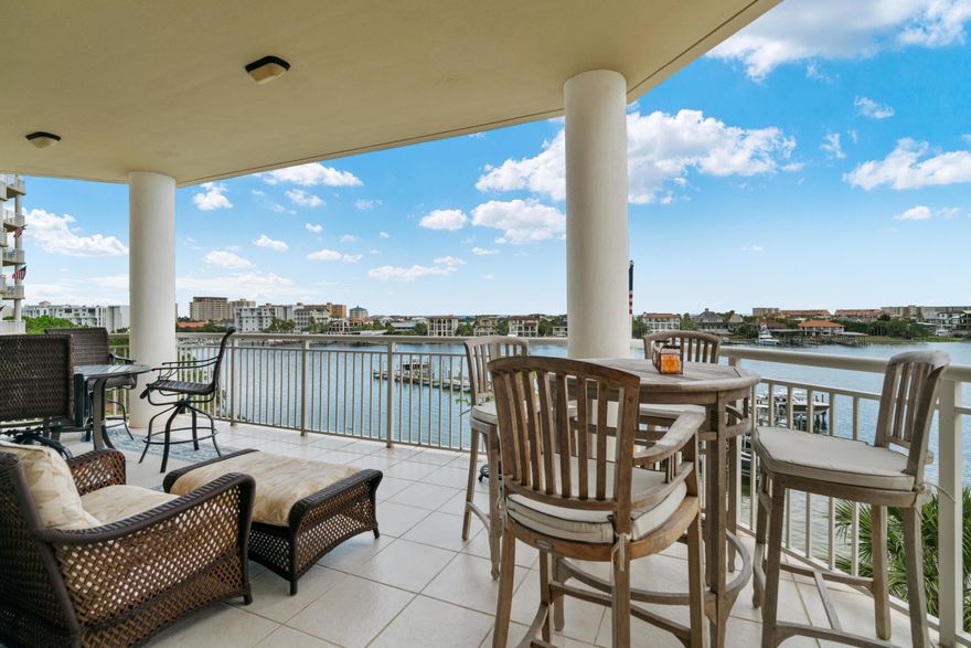 Grand Harbor is located in the heart of Destin in a gated complex on the harbor. This spacious End Unit offers gorgeous views of the harbor from the living room, kitchen and master bedroom. The master bedroom is harbor front with a large balcony, & walk-in closets. Tile floors throughout living areas, carpet in bedrooms. Kitchen includes granite countertops and stainless appliances. Luxury living is a understatement in this beautiful harbor front condo.The unit also features two ac and lots of storage space including a separate storage room just outside the front door. Grand Harbor is waterfront living at it's finest. Amenities of this gated and private complex include underground parking, fitness room, owner's club room, conference room, swimming pool and hot tub.