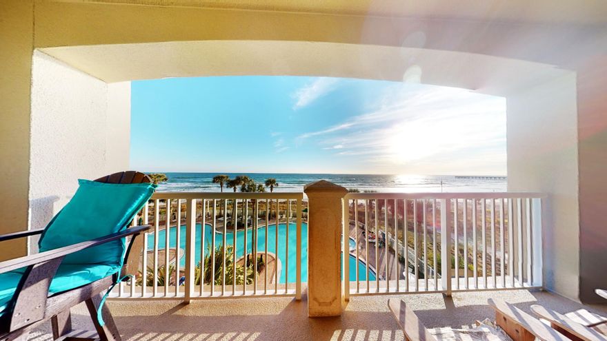 The most desired Resort in all of Panama City Beach . Grand Panama Beach Resort. This lower level 4th floor is perfect for the most desired view. Large balcony, Can use the stairs for quick up and down access when elevators are busy. 2bed 2bath , master bedroom on the beach side with sliders . This unit has large closet  behind the master bath for storage and or office. Perfect for fulltime residence or vac rentals.. Granite throughout , stainless appliances. Newer HVAC 3 years old. Nicely Fully furnished and rental ready. No carpet.  Great amenities, 2 heated pools, hot tub, large fitness facility, onsite C Store, owners library, Cross walk from T1 to T2 on the 5th floor. Tiki bar pool side. New onsite deli bistro. Pet friendly owners and guests . Some restrictions apply