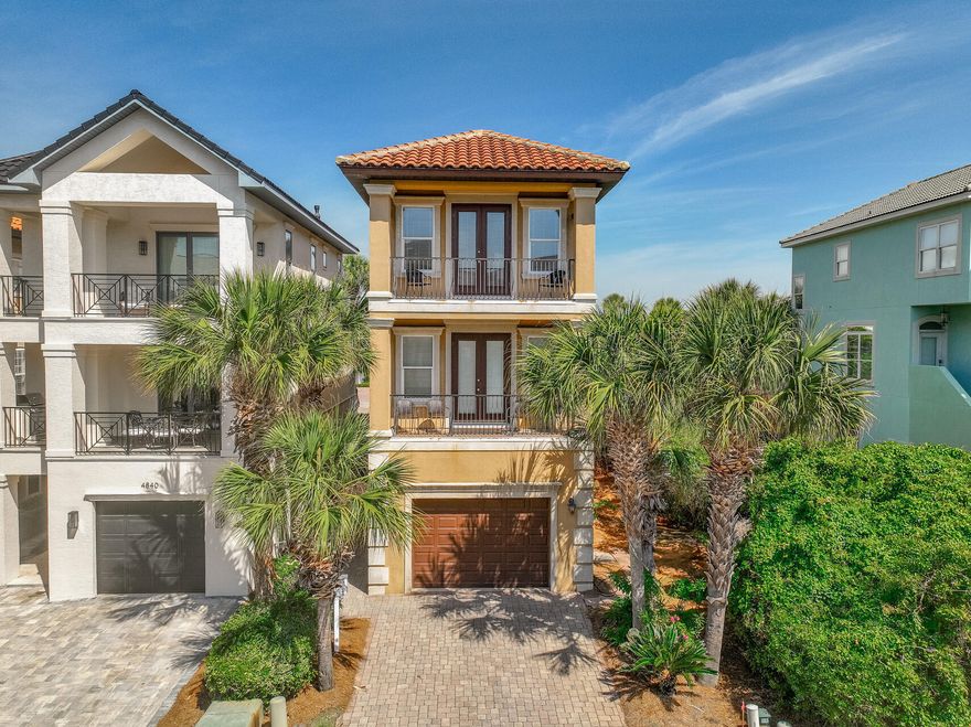 Destiny By The Sea - an exclusive gulf front gated community with an expanse of private beach. Once inside this private enclave you'll find one of Destiny's best beach vacation homes offering 5 luxurious and well-designed bedrooms w/ensuite baths, spacious 2nd floor living areas, 2 south facing balconies, open kitchen, ample parking, plenty of storage space, elevator, and much more. AND all within a short stroll to the private beach and pool. This magnificent home sleeps 14 comfortably and is spacious enough to accommodate all those cherished family beach vacations.
