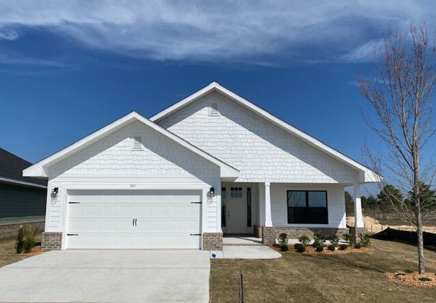 Limited time offer:   4.99% fixed rate financing (FHA/VA) + up to $10K flex money + builder pays most closing costs with a preferred lender.The Bluffs at Lafayette, 20 minutes to S. Walton beaches or 15 min N. to DeFuniak Springs shopping.  Popular Craftsman 4 BR/2 BA home with full brick and Hardiboard siding in gables. Cathedral ceiling main living area, minimum 9' ceilings throughout, 8' entry doors, quartz countertops + LVP flooring throughout; no carpet.  Master Bed has a lg walk-in closet. M.Bath has separate Garden tub & shower, undermount sinks + dual vanities. Fully sodded yard with sprinkler system w/well & pump, garage opener, attic pull down stairs.