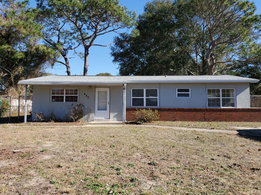 Four bedroom one-story house with bonus room. Three full bathrooms. Fireplace. New roof installed in 2019. Gas furnace inside unit replaced in last 5 years. Tile and terrazzo flooring throughout. No carpet.  Sold ''As Is''.