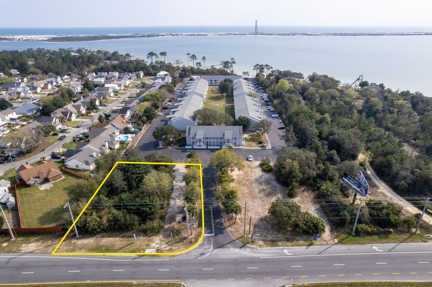 Amazing lot with highway frontage located on Hwy 98 in Mary Esther, FL.  This .42 acre lot is zoned R2 which has multiple residential options - single family, duplex, triplex, etc. Centrally located between Navarre and Ft. Walton Beach  (less than 10 miles) means access to plenty of shops, restaurants, schools and businesses.2nd lot available, see MLS #918906