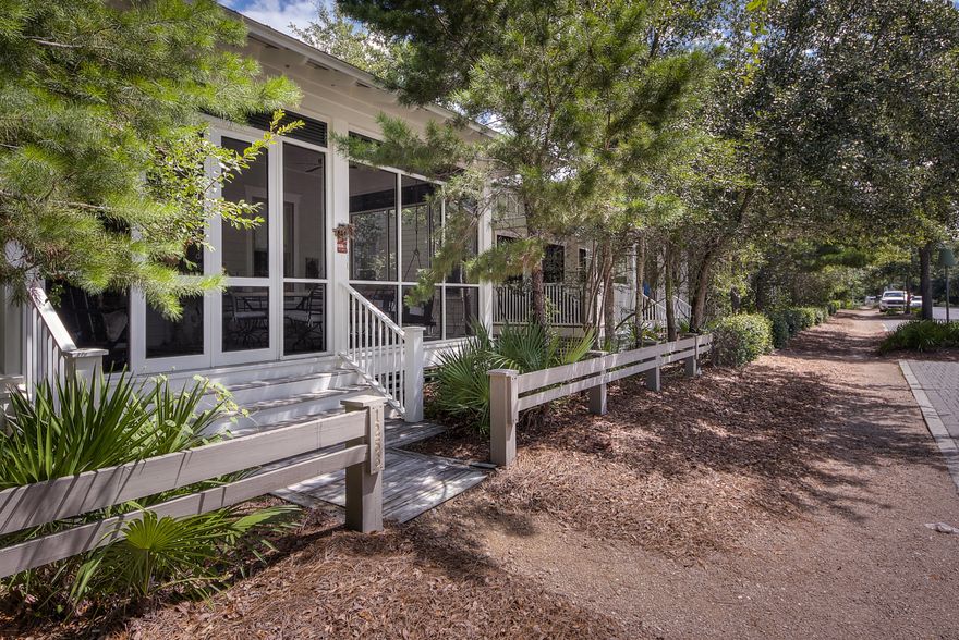 Escape the hustle and bustle of life, with this traditional Florida cottage in famed Watercolor. As you approach the home, you are drawn to the screened front porch and swinging day bed which accent the details of our slower pace of life on 30A. Inside this newly renovated home, there are pine hardwoods floors throughout and a spacious living area and a dining room surrounded by windows that allow natural light to flow in. The open-concept chef's kitchen includes stainless Kitchenaid appliances, granite countertops, custom cabinets, a built-in icemaker and a built-in wine cellar. With renovations completed this spring, the home is rental ready and truly a turn key property. Near the front of Watercolor and is convenient to Watercolor Crossings and Camp Watercolor.
