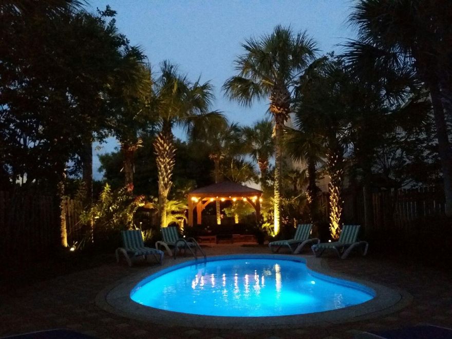 Beach House with private HEATED pool and lush landscaping just 25 yards from your own deeded access and 1100 feet of Deeded private beach!!! Best location just north of Scenic Hwy 98 in desirable Frangista Beach. It's on the largest lot in Frangista beach and has a lovely tropical 12x25 pool area, large pool deck Just renovated gourmet kitchen with granite tiled backsplash, stainless appliances and new 5 burner gas cooktop. Wooden steps lead to the second floor with gulf views from the landing, the spacious master suite with sitting area and the veranda. Four bedrooms, 3.5 baths and a bedroom sleeping deck with 6 custom built oversized bunk beds.Brand new couches and chairs for the main living area. Strong rental potential of $84000 plus annually or great second or primary home.