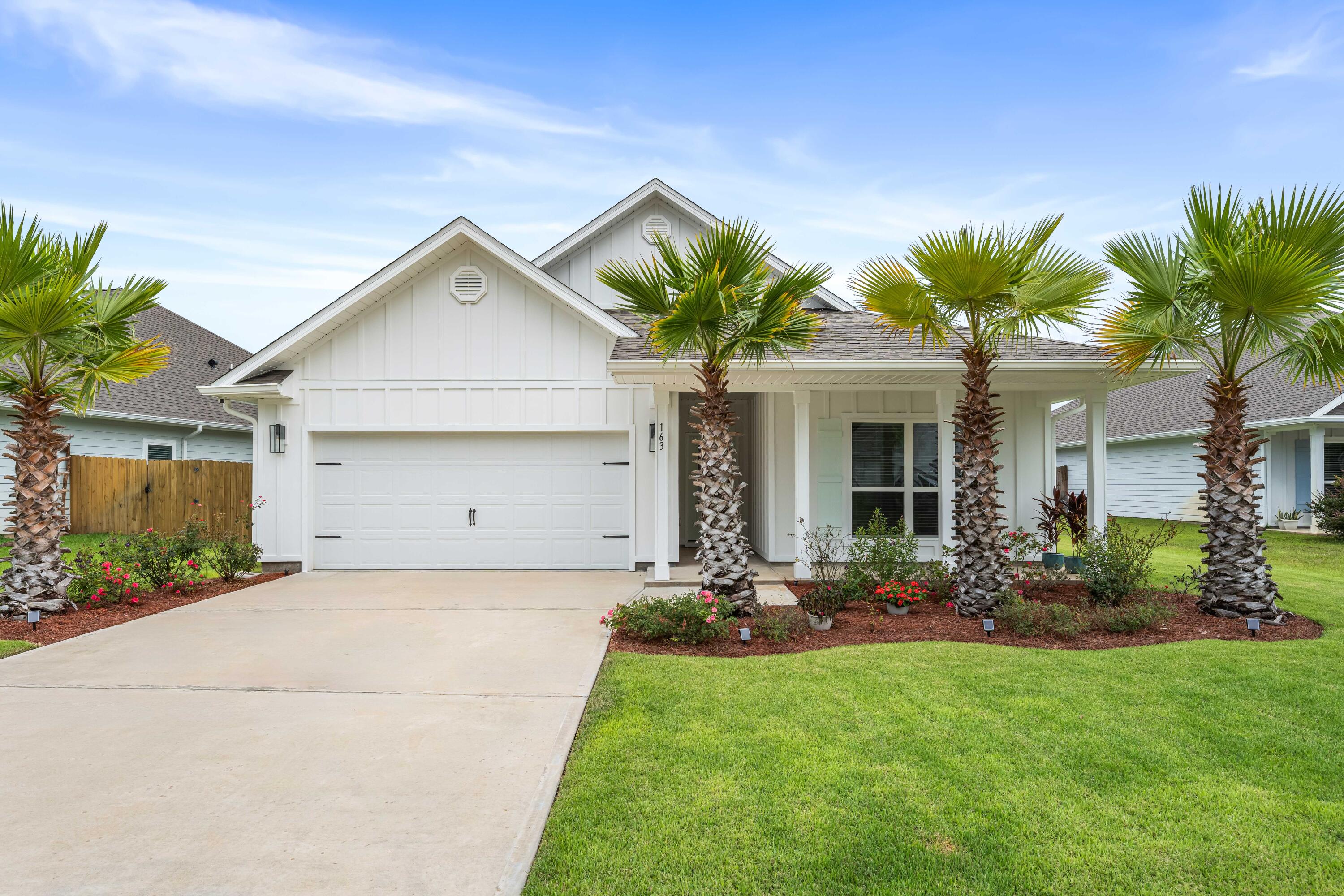 Discover timeless craftsmanship, thoughtful design, and your own private oasis in this fully custom 4 bedroom, 2 bath and 2-car garage home located on a cul-de-sac in The Preserve at Paradise Cove. Nestled amongst manicured lawns, lush trees and backing up to a wooded preserve that overlooks a serene backyard lake offers a rare combination of privacy, beauty, and convenience. Enhanced with over $115K of custom indoor and outdoor upgrades, every detail has been designed for both style and function. From ship lap accented walls, custom built-ins, and solid wood doors throughout to professional landscaping with pavers and fire pit, this home is a true showcase of elevated living in Point Washington. Additional property upgrades and features include a custom Murphy bed for flexible space in one of the three guest bedrooms, custom built-in shelving in pantry, laundry room and closets, upgraded lighting with designer kitchen lights, installation of attic stairs, fresh new sod, irrigation system, gutters, and solar panels for modern efficiency. Interior highlights feature 9' ceilings, quartz countertops, stainless steel appliances, shaker cabinets, and wood-grain EVP flooring throughout. Smart home technology, including KwikSet keyless entry, Skybell doorbell, Echo Dot, and a Quolsys touch panel, allows seamless control of lighting, temperature, and security. The Preserve at Paradise Cove offers peace and convenience just minutes from 30A's beaches, Eden Gardens, Choctawhatchee Bay, and scenic biking and hiking trails.