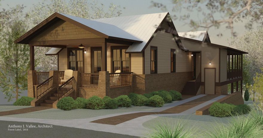 Avoid the fuss & build quickly. Sold with community approved plans pending final provisions. This Forest Lakes Lot comes with a set of architectural plans, carefully designed by Architect Anthony J. Vallee, whose work has been featured in DWELL Magazine!An authentic craftsman-styled home with an open layout, clean lines & offering all the modern conveniences. Live on a deep, wooded lot, backing to the Florida treetops, above a small creek.Designed for cost-effective construction techniques by utilizing the land's natural grades while maximizing usable square footage.2,392 of finished square footage spans a main & lower level. Both floors walk-out in back to expansive, covered exterior living zones. Nature viewing & privacy come easy here. Sizable dual outdoor storage closets