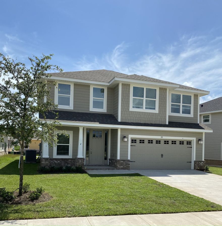 New community of Riverwalk located just 1/4 mile south of Freeport Publix off Hwy 331.  Just a 15 minute drive to South Walton beaches! Popular Craftsman 4 BR/3 BA home with Hardiboard siding and brick skirt. Interior features 9' ceilings on first floor, 8' entry doors, and game room on second floor. Trey ceiling in master with a large walk in closet. Durable Coretec Pro Plus vinyl plank flooring on the entire main floor and in wet areas upstairs.  Seller pays most closing costs with approved lenders. Community clubhouse and swimming pool are now under construction by Developer.