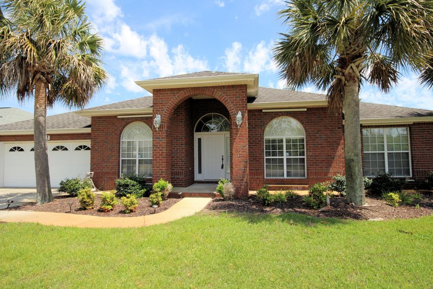 Waterfront Community! Deeded Water Access! Peek-a-Boo Views of the Sound and Island! UPDATED Kitchen. Gorgeous New Granite Counters! New Glass-Tile Backsplash! New Stainless Appliances. Well Maintained All Brick 4 Bedroom with Separate Office and Formal Dining. Triple Sliding Glass Doors From the Family Room to the Large Screened Patio - Perfect for Entertaining! Gas Fireplace. Kitchen with Big Eat-In Area is Open to the Family Room with views to the water. Soaring Ceilings. Gorgeous Tile in Main Living Areas. Split Bedroom Plan Offers Plenty of Privacy. Spacious Master Suite Features Large Walk-In Shower, Garden Tub and Double Vanity. Master Closet is Huge! Access to the Screened Patio. Park-Like Backyard. Feels Like HOME. Convenient to Hurlburt, Pensacola NAS and Navarre Beach. See more.