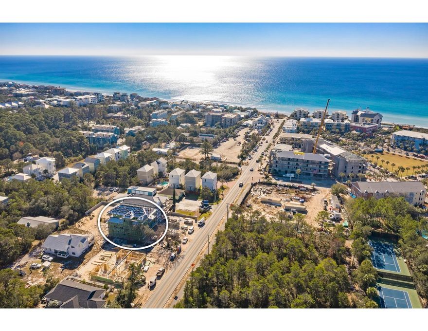 Brand New Stunning property located just steps from the beach!!! This vacation property is filled with high end finishes and has everything you desire. The main floor features a T.V. room, game room, wet bar, and your own state of the art theatre room. Step out the sliding glass doors and you will be greeted by a covered lanai and an outdoor kitchen with plenty of seating. The back yard extends out to your fenced in, private, giant resort style pool and hot tub! The second story will feature a top of the line kitchen with large island, over 800 sq ft of living and dinning, and a bunk room for the kids. Upstairs will house more bedrooms and an additional wet bar with seating. All 8 bedrooms have an attached ensuite full bath. Rental Projections come in at $250,000
