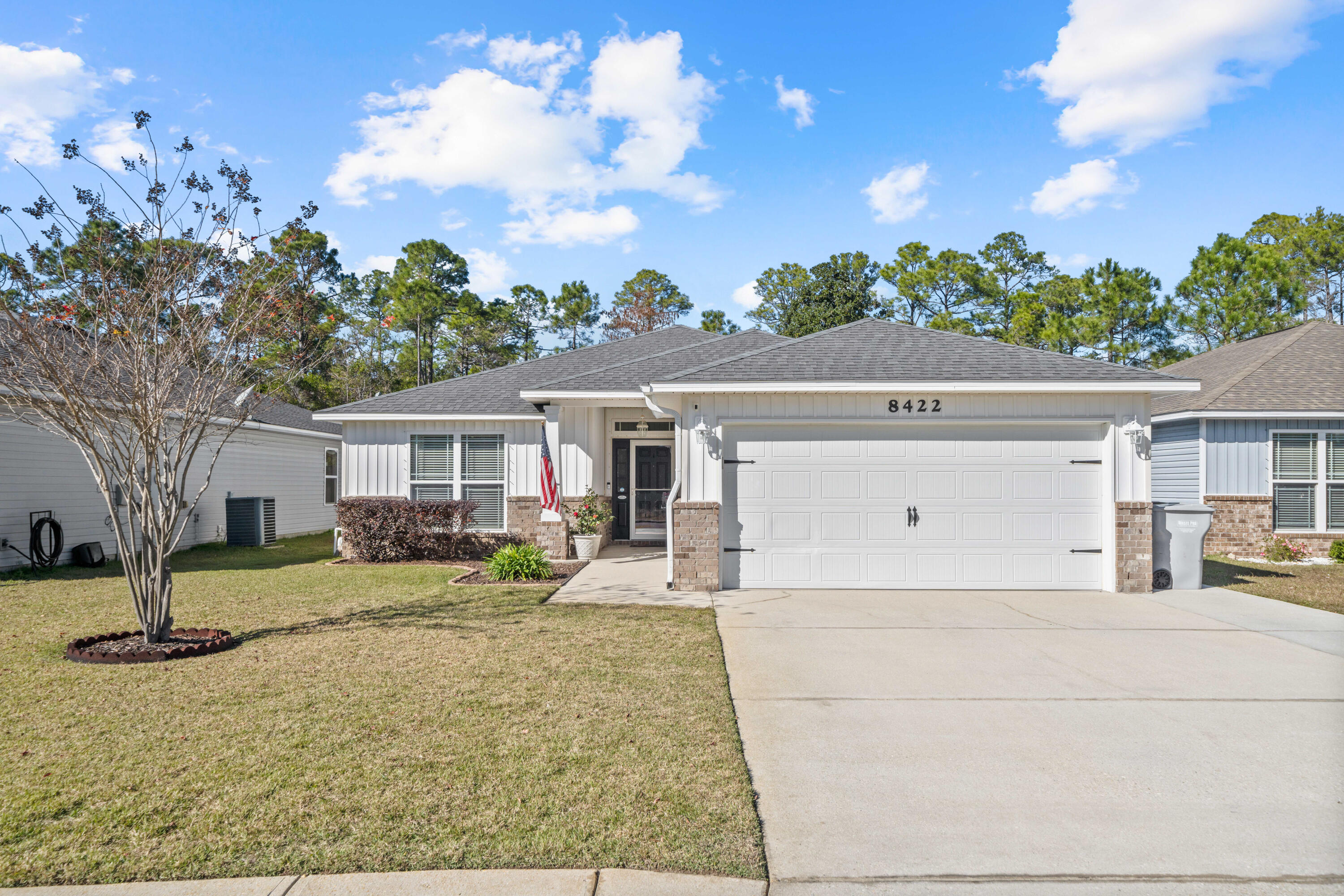 Welcome to your dream escape on Island Drive! just 2 miles from the stunning white sandy beaches of Navarre. Move in ready, this home presents a fantastic opportunity for beach enthusiasts and discerning buyers alike. Built in 2015  and meticulously maintained home invites you to experience the perfect blend of coastal living and private tranquility. Step into a spacious floor plan where you will notice the newly installed LVP  flooring throughout, offering a fresh and modern touch to every room. With an extended driveway that offers ample parking space, there is an added functionality that enhances your ability to host friends and family or simply store your RV or Jet-ski worry free.The heart of this home is its beautifully converted backyard oasis a serene retreat where you can unwind after a day at the beach or simply enjoy the warm Florida sunshine. Imagine soaking up the sun by your sparkling inground pool, surrounded by lush landscaping in your fully fenced backyard. For those days when you'd rather stay in, the fully functional shed provides endless possibilitiestransform it into a cozy home office, an art studio, or whatever your heart desires. As the day winds down, let the breathtaking Florida sunsets paint the sky in vibrant hues, all from the comfort of your own private sanctuary. This home is more than just a place to live; it's a lifestyle waiting for you to embrace. Don't miss your chance to call this piece of paradise your own! 