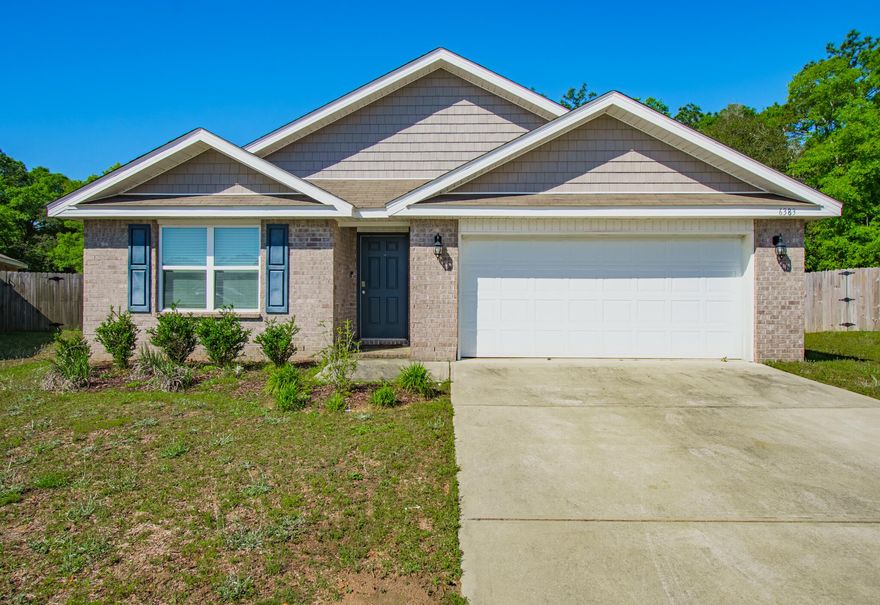 This beautiful all-brick, craftsman-style home features four bedrooms, two baths, and over 1,800 square feet of charming living space. Sitting on one of the largest lots in the community, the backyard is perfect for relaxing or playing. The welcoming Cali floorplan features a grand kitchen island, and walk-in pantry, with open dining and living areas perfect for entertaining. The primary suite can be found on the back of the home offering a place for a peaceful retreat. The primary ensuite has a spacious bath, a walk-in shower, and an oversized closet. Additional bedrooms and a second bath are located along the front hallway, providing plenty of privacy for all. Monticello Estates is a welcoming community with one of the most affordable HOAs .