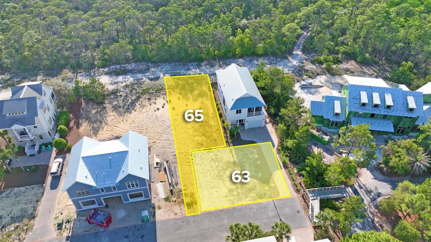 RARE DOUBLE LOT OPPORTUNITY IN COVETED CYPRESS DUNES OF 30A!  This is your chance to own two prime lots- LOTS 63 and 65- perfect for building your dream home or even two custom residences!  The other unique feature of these two lots is there is a 15 FOOT SEPARATION between lot 63 and lot 64. All other homes have 10 feet in between. There is a 5 foot additional drainage easement for more space between homes! Tucked within the exclusive gated community of Cypress Dunes on the desirable west end of 30A, this unique offering backs directly onto the stunning Topsail Hill Preserve State Park, ensuring forever unobstructed views of nature and the Gulf.  Enjoy peace, privacy, and panoramic ocean views with no possibility of future development behind you.  Whether you build one grand estate or two separate homes, the flexibility is yours as the lots are situated together.  Community highlights include: Resort-style infinity pool overlooking the Gulf of America, Tennis and Pickleball Courts, State of the art fitness center, Clubhouse with full kitchen and event space.  Just steps from nature, a short bike ride/walk to some of the best beaches, and close to the best 30A dining and shopping, this is a must-see opportunity for anyone looking to build in one of the most beautiful and secure communities on the coast.  Price includes both lots-don't miss this rare investment or forever home opportunity!  