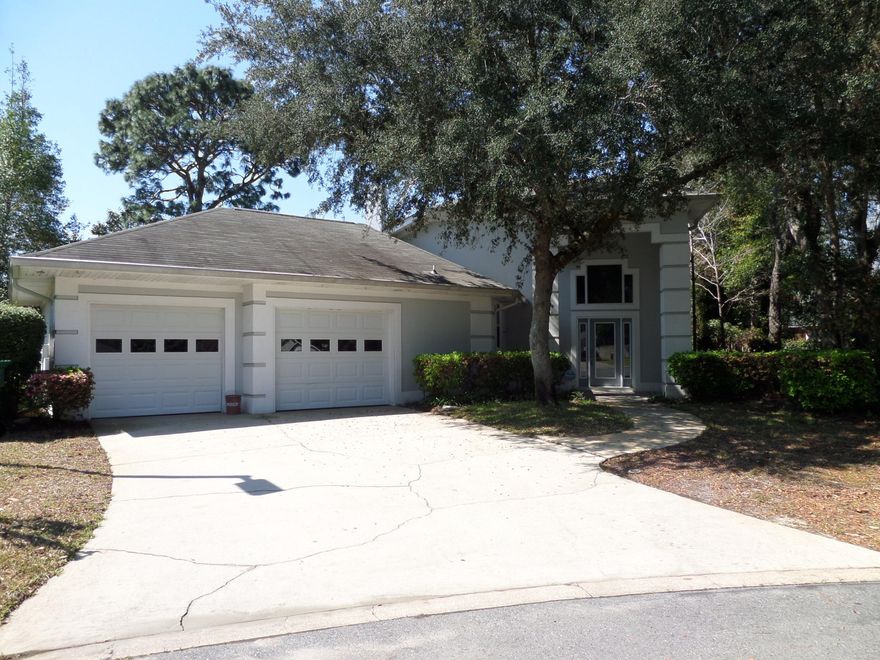 Located in the heart of Bluewater Bay, this is a custom-designed and built two-story contemporary home. The waterview stucco home has over 2400 square feet and is located at the end of the cul-de-sac in the private community of Hidden Lakes. Built in 2001, this home is in great condition. First impressions are important and the two-story foyer welcomes guests. A powder room is located on the first floor tucked under the stairway. Adjoining the efficient kitchen with new appliances is an informal dining area, that lead out onto the stone patio. An open family room with a three sided wood fireplace, with a great view of the lake.