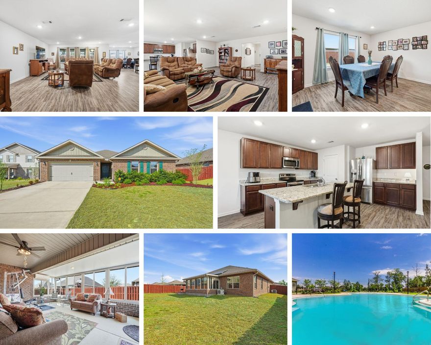 LOCATED IN SOUTH CRESTVIEW WITH FREE SOLAR PANELS!!! Welcome to 365 Merlin Ct, nestled on a quiet cul-de-sac in the beautiful Redstone Commons community in Crestview, Florida. Built in 2019, this spacious home offers 4 bedrooms, 2 bathrooms, and 2,626 square feet of living space, featuring a newly added 300 sq ft Florida room (a $32k investment)--perfect for year-round enjoyment. Step inside to the home's foyer guiding you  to a massive living room ideal for entertaining and everyday living. The open-concept layout flows seamlessly into a large kitchen featuring a granite island with counter-height seating, stainless steel appliances, ample cabinetry, and a pantry. A generously sized dining room provides the perfect setting for family meals and gatherings. The split floor plan offers privacy and comfort, with a large master suite separate from the secondary bedrooms. 
The master bedroom features an ensuite bathroom with double vanities, a walk-in shower, and a spacious walk-in closet. Three additional bedrooms are well-sized and share a full bathroom, offering flexibility for guests, family, or home office space.

Step outside to enjoy the shadow-box privacy fenced backyard, ideal for pets and outdoor entertaining. Additional highlights include an indoor laundry room, a 2-car garage with a finished garage floor, and gutters installed on the home. This amazingly energy efficient home is being sold with solar panels that are 100% paid off. The panels produce a surplus of energy that is sold back to FPL, making this homes electric bill less than $250 PER YEAR!!! Read that again, less than $250 PER YEAR, making your approximately $21.00 per month!!! WOW.

Redstone Commons offers an exceptional lifestyle with resort-style community amenities, including a swimming pool, 24-hour fitness center, dog park with pet wash station, and outdoor grilling areas. Designed for convenient, low-maintenance living, the community is ideally located near local shops, restaurants, and military bases.

This wonderfully upgraded move-in-ready home combines space, style, and quintessential living schedule your private showing today!