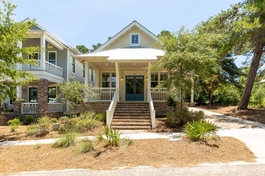 Nestled inside lovely 30A's Forest Lakes gated community is this sunshine-filled craftsman home. Sidewalks for days invite biking, walking, or golf carting to nearby beaches, eateries, shopping. The possibilities of exploration of our quaint beach town are endless.  The community amenities include a large pool with a partially shaded kiddie pool adjoining. Located here also is the clubhouse, a perfect spot for birthday parties and celebrations.  Children enjoy the playground and endless green spaces, not to mention skipping stones on the lake.  Relaxing beach living at its best in the comfort of this beautiful home. This home is a very popular floor-plan with beautiful 20' vaulted ceilings in the living/entry, gorgeous kitchen, 4 bedrooms, 3.5 bathrooms, and a fenced-in back yard. This is a great residential neighborhood, but short term rentals are still allowed - so this home could be a great primary home, second home or rental property!  The beach access is just a quick golf-cart ride away.