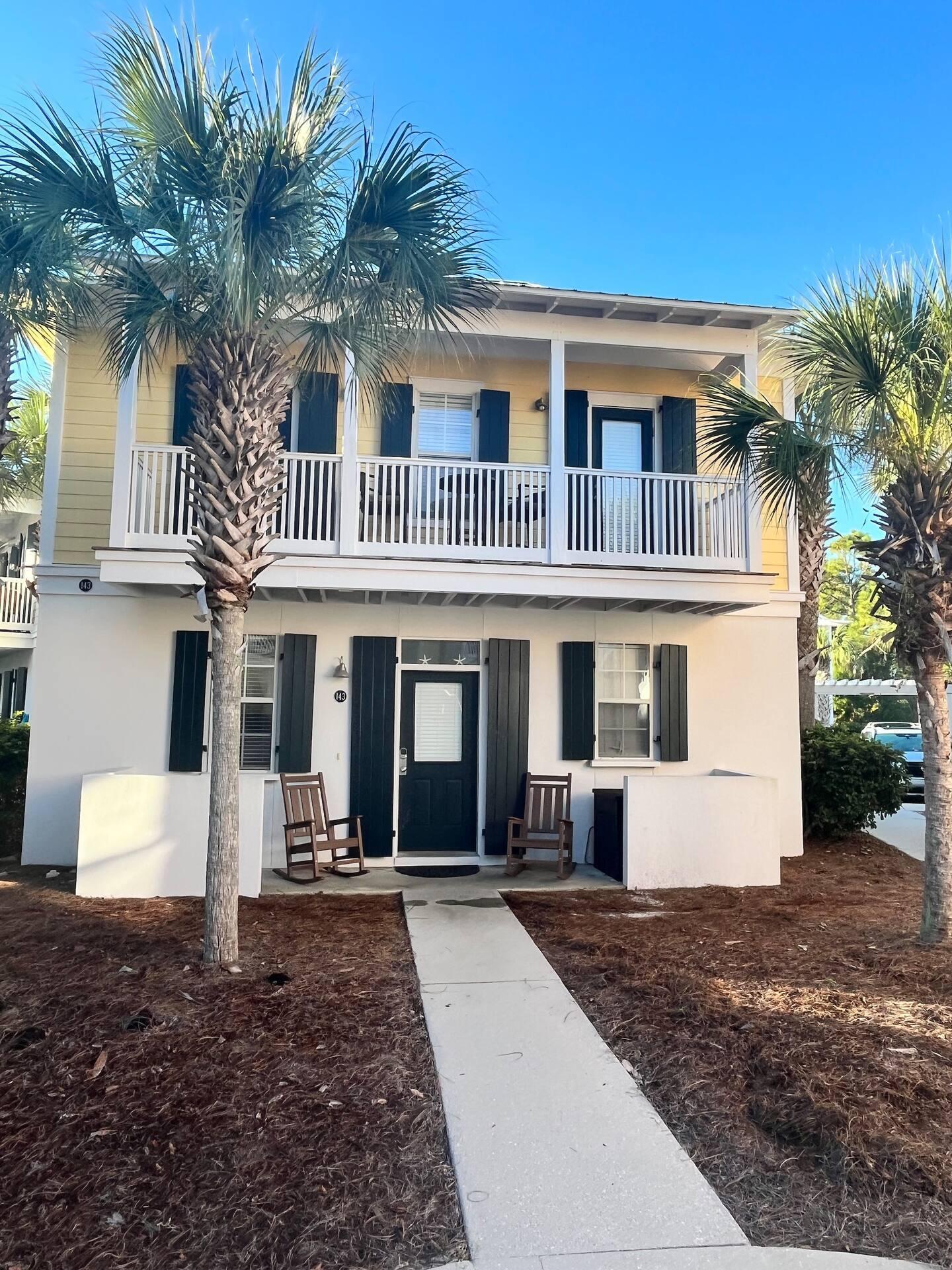 Beautiful Florida Cottage located in the highly sought-after Bungalows at Seagrove Beach! This home offers short-term rental opportunities and it is .2 miles from the public beach access! Upon entry, you're welcomed by an open, airy floor plan with natural lighting. On the first floor, the kitchen, living room, and dining area await you. The kitchen offers custom cabinetry, Quartz Countertops, Stainless steel appliances, and a breakfast bar. On the second floor, you'll find the master suite and a guest bedroom and a full bath. For guest purposes, there is a half bath on the first floor. The Bungalows offers 2 pools, a hot tub and close to surrounding area restaurants, beach, activities, and shopping. Call today to make the Bungalows 143 your next vacation home!
