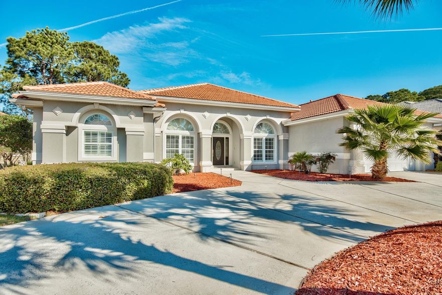 Fantastic Home Nestled On The 11th Fairway Of The Distinguished Golf Community Of Emerald Bay. Offering Three Bedrooms & 3 Full Baths With A Spilt Bedroom, Open Floor Plan & A Study With Hardwood Floors Could Be A 4th Bedroom. Home Features A Formal Dining Room & Living Room, Family Room With Gas Fireplace, Large Kitchen With Custom Maple Cabinetry & Granite Countertops, 10' & 14' Ceilings Through Out, Double Crown Molding, Central Vac, Enclosed Patio With Pool & Hot Tub.