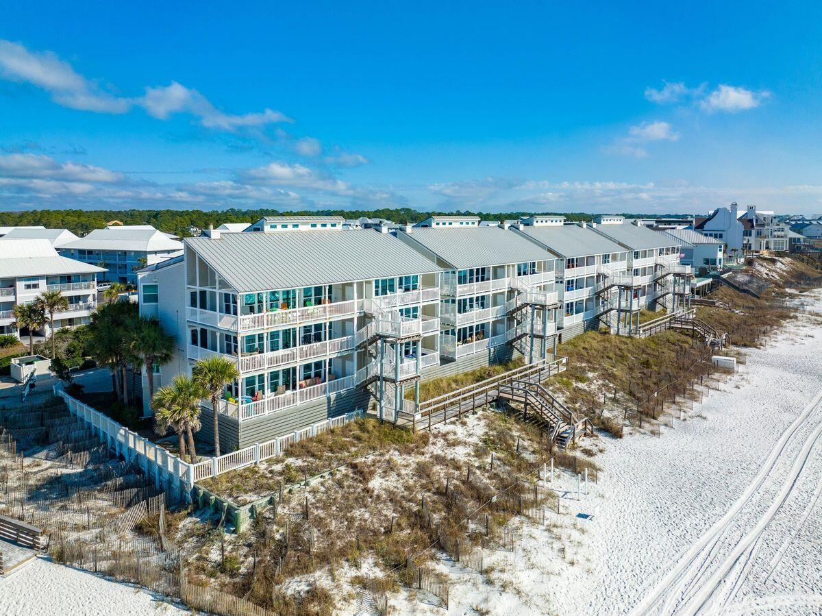 Elevate your coastal lifestyle with this lovely three-bedroom, three-bath beachfront condo located on the third floor of Sugar Dunes in Santa Rosa Beach. Spanning 1,477 square feet, this exceptional property offers uninterrupted gulf views from an oversized balcony, with private stairs granting seamless access to the sugar-white sands below. Sugar Dunes is an exclusive 24-unit gated community, well maintained with recent updates, including Hardie board siding, a durable metal roof and storm-impact-resistant windows. The condo's spacious open floor plan features a well-appointed kitchen with stainless steel appliances, ample counter space and a dining area designed for gatherings. The master suite boasts a private bath with dual vanities, a soaking tub and a walk-in shower, while two additional bedrooms, one with a queen and twin bed, provide private ensuite baths for ultimate comfort. A full-sized laundry room adds convenience. Sugar Dunes owners enjoy deeded private beach access, with beach setup included in the HOA, ensuring an uncrowded, serene shoreline experience. Located along Scenic Highway 30A, you're just minutes from Seagrove's charming shops, dining and entertainment options, as well as nearby Seaside, Florida, Seacrest and Rosemary Beach. Whether seeking a tranquil primary residence, a stylish second home or a high-yield rental property, this rare gem delivers a blend of elegance, privacy and convenience. Opportunities like this are truly rare along 30A's coveted coastline