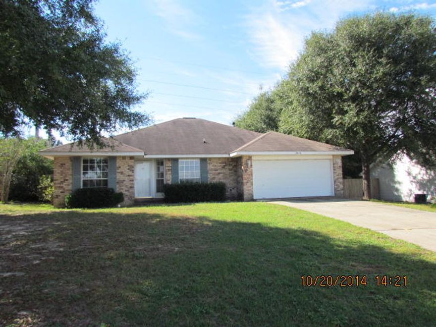 Large lot in Cherokee Subdivision south Crestview! This three bedroom split bedroom floor plan offers a large great room with fireplace and planter ledges. Upgraded tile flooring in most areas. The eat in breakfast area looks out to the front yard. The kitchen is open to living area with breakfast bar. The laundry room off the kitchen with access to the garage has a lot of storage capabilities. Master bedroom is large with master bath that has double vanity. The patio on the back of the house has been enclosed and screened in. There is also a shed in the back yard. Property being sold 'as is'. Buyer to verify all pertinent information to satisfy themselves.