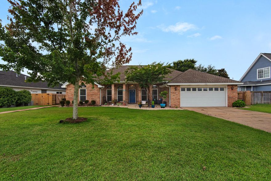Southern comfort on Shipley Drive! Welcome to Rain Tree Estates and this stunning single-story, all-brick home that has been thoughtfully updated and is move-in ready! This spacious residence offers both Southern charm and modern convenience for easy living!Inside, you'll find ceramic tile flooring throughout, an elegant tray ceiling in the master suite, his and hers walk-in closets, and a luxurious en-suite bathroom with a separate soaking tub and walk-in shower. The fully renovated, open-concept kitchen features quality finishes and a cozy breakfast nook, making it perfect for daily living and entertaining. Three additional large bedrooms offer plenty of space for a growing household, while the airy dining room is highlighted by beautiful lunette windows.The living room --> centers around a striking gas fireplace creating a warm and inviting atmosphere with brick hearth and white mantle - perfect for holidays!

Step through the impact rated sliding glass doors into a freshly sodded and expansive fenced backyard, ideal for kids playing, pets, or outdoor entertaining! The covered patio is the perfect space for summer barbecues or relaxing evenings outdoors.

As a resident of Raintree Estates, you'll have a voluntary HOA that then provides access to exclusive community amenities including a private park, waterfront recreation area, and a community dockall available for a nominal fee. Spend your evenings watching breathtaking sunsets, dolphins at play, or soaking in the expansive bay views. Adventure awaits on Grass Lake, where you can kayak, paddle board, or simply unwind in nature.

All this just a short drive from Destin Commons, the white sand Emerald Coast beaches, and top-rated Niceville schoolsoffering the perfect balance of relaxation, recreation, and convenience.

Come see this top property today! 
Roof - 2018, Windows - ALL impact rated 2024, WH - 2025, HVAC - 2015
