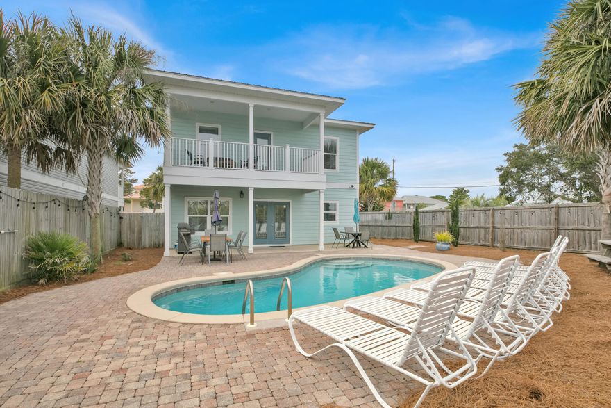 Yes, this one is what you've been looking for!  2022 bookings $202k(+). Ocean Kiss'd is located in Crystal Beach and situated on a corner lot just 2 blocks from the sugar white sand and the Gulf of Mexico. This home is convenient to restaurants, shopping and entertainment. With NO HOA restrictions the location makes it a wonderful opportunity to build a carriage house in the back. This 7 bedroom, 5.5 bath home has an open floor plan and lots entertaining areas.  Step outside and lounge around by the pool or enjoy a back yard BBQ.  Ample parking for guests. Heavily booked with consistently proven rental returns - you won't want this one to slip away!