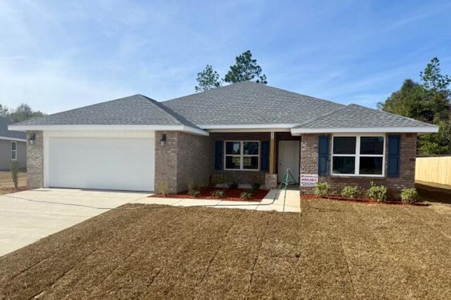 Welcome home to this stunning 4-bedroom, 3 bath residence that has so much to offer!  Situated on a nicely sized, fully sodded lot with professional landscaping, this home offers great curb appeal with a brick front exterior, three sides of durable vinyl, and a charming covered front porch.  Inside, you'll love the split-bedroom floor plan, providing privacy for the spacious primary suite. which features a large walk-in closet.  The kitchen overlooks the family room and breakfast area, creating an open and inviting layout perfect for entertaining or family time.  There is also a formal dining room for special gatherings. Enjoy Puretec Luxury Vinyl Plank Flooring throughout main living areas and cozy carpet in the bedrooms.  Move in ready and waiting for you!