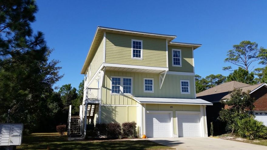 Located 4 miles from Hurlburt Air Force Base, in the waterfront community of Sparkling Waters, this 2976 square foot, beach-style home is built on pilings w/metal hip roof, hurricane impact windows and HardiePlank siding. 5 bedrooms, 3.5 bath, office, 2 decks (400 sq feet total) and 2 car garage (595 sq feet) with water views and water access at the community dock, located just steps from the property. Open concept living with hardwood floors throughout. Kitchen features 42 inch cabinets with soft close drawers, stainless steel appliances and large kitchen island with granite countertops. Dual air conditioning keeps each living floor comfortable. Rinnai tankless water heater provides unlimited hot water. Home comes with termite bond and one year home warranty.
