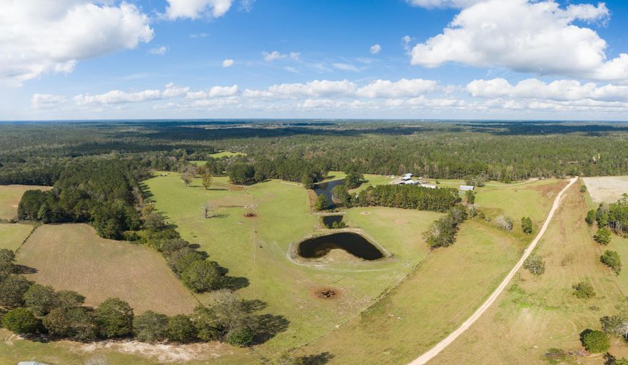 Working Cattle Farm with Home, Livestock, Equipment and 100 Acres | This working cattle farm is offered for sale as a completely turn-key business opportunity. The property includes a well-maintained, three-bedroom home that was added in 2017, as well as several barns and outbuildings that include an 8-stall horse barn. Offering plenty of privacy but also an ideal location close to the beach and just north of the bay, this sale includes 100 acres of prime land with 60 acres of pasture and 40 acres planted with hardwoods. There are 10 total pastures all fenced and cross-fenced with water available in each pasture. Also located on the property are four ponds that are fully stocked with fish, and water flows through every pasture of this property from various sources, including Bruce Creek and three wells. This property sale includes a full range of equipment and tools, such as a John Deere 6125M tractor, a John Deere 467 mega net wrap baler, a Kuhn speed rake, an International seed drill and a hay mower. Livestock also conveys, which includes two purebred Simmental bulls and 57 pregnant, cross-bred cows. Whether you're looking to expand or start your own venture, this working cattle farm is a unique investment opportunity. Please contact us for a full list of included equipment items or to schedule your showing today!