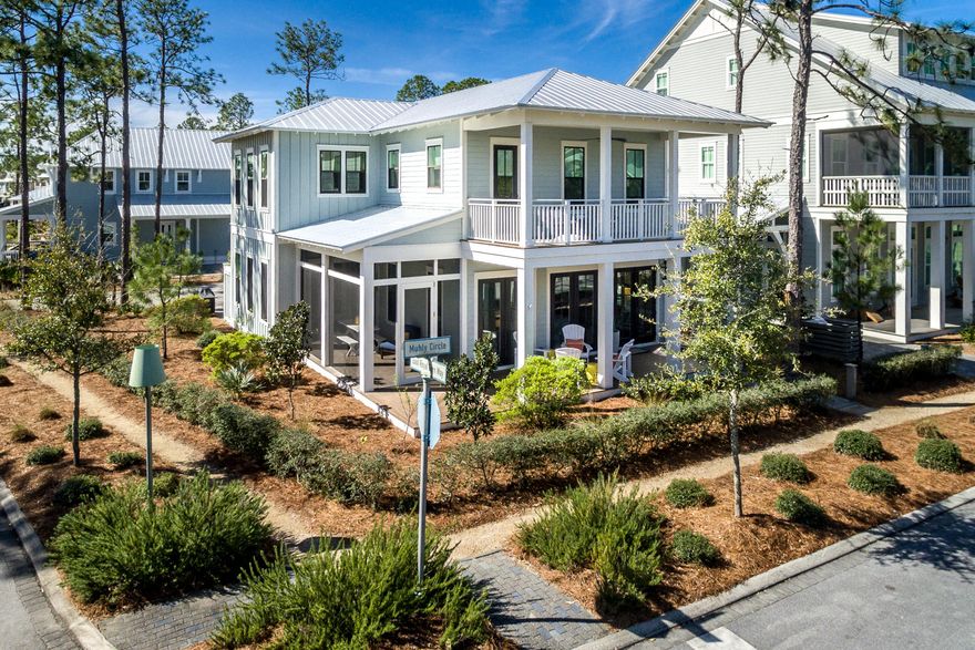 Nestled on the corner of two quiet streets in the charming community of Watercolor you will find Smooth Sailing. This beautiful, fully-furnished home including golf cart, completed by Romair Construction in 2017, offers approximately 3,000 SF of finished space, overlooks two of the community's stunning parks, and has been meticulously maintained. Upon entering the home you will love the spacious open-concept design, abundant windows, high ceilings and multiple outdoor areas which add to the indoor living space. French doors take you from the open living area to the large, side-yard screened porch with views to the adjacent parks. Special care was taken to select the interior finishes which include beautiful oak hardwood floors throughout, quartz kitchen countertops, custom cabinetry, solid core interior doors, v-groove wood walls in all common areas, and so much more. Tastefully furnished with room for everyone, this four-bedroom home includes: two master suites with spa like master-baths, one on the first floor, and the other on the second floor with a private porch overlooking the parks, two additional guest bedrooms, also en suite with king beds and a spacious upstairs secondary living area. The home offers ample storage, hurricane-rated windows and doors, a covered carport with outdoor storage, and room to add a private pool or entertainment area, renderings completed by Cox Pools are available upon request. Located on 499 acres adjacent to the renowned South Walton Beaches and the town of Seaside, the Watercolor community was created with families in mind and offers the charm of small town life. Tucked between the beautiful white-sand beaches of the Emerald Coast and Western Lake, a 220-acre coastal dune lake, Watercolor is rich in natural beauty and offers exceptional community amenities which include a new gulf front beach club. This club will be the largest on 30A when completed in late spring, featuring 3 pools with views of the gulf, a full-service restaurant and bar, new restrooms, an upper-level sunset viewing deck, and easy beach-to-pool access. The recently updated and expanded Camp Watercolor now offers a lazy river and water slides, multiple pools including a zero-entry children's pool, a huge park, a playground and basketball courts, lush green spaces, and food and beverage service. Enjoy miles of walking and bike trails, a boathouse on Western Lake with kayaking, canoeing and paddle boarding, multiple neighborhood pools, an outstanding tennis and pickle ball facility, all within short biking distance of the beach and the many shops and restaurants of Seaside. Every year since 2013, Watercolor Resort has received the Forbes' Four Star designation, making it the most decorated property in northwest Florida, and beginning in 2016, and every year since, the readers of Conde Nast Traveler have voted it the region's number one resort. With all the beautiful, newly updated amenities, now is the time to secure your spot in Watercolor. 

**The special Watercolor Amenity Assessment for this home has been PAID in advance in full. HOA quarterly fees breakdown: $930 HOA dues, $230 cable and internet.**