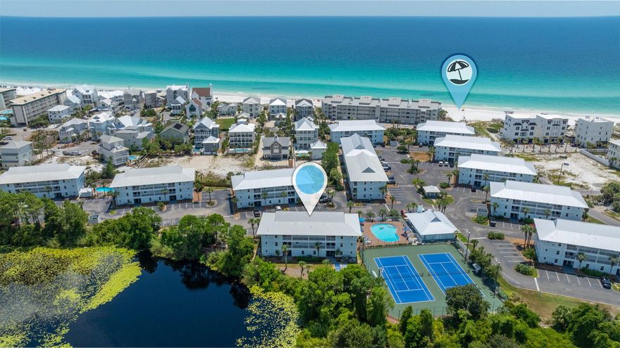 FULLY RENOVATED IN & OUT / Rental Ready! Amazing opportunity to own a 2-Bedroom / 2 Bath Condo on 30A at Beachside Villas, a Low-Density complex in Seagrove Beach located only 1200 feet from Sugar-White Sands and the Gulf of Mexico! Established Rental History $26-30K/yr with projections as high as $55K.  This Ground Floor End unit is Lake Front and convenient to ALL of Beachside Villas amenities: 2 Pools (one seasonally heated) / Tennis & Pickleball Courts / Shuffleboard / Corn Hole / BBQ Grills, Community Room, and the BEACH with a Shuttle running 7 Months of the Year.   Situated between Beautiful Dune Lakes and the Gulf of Mexico offering quick access to Family FUN activities!  Brand New AC! Recent Complex Renovation included Hardiboard Siding / New Windows & Doors / New Roof / New Electrical Boxes. Seagrove is nestled between three state parks (Grayton Beach State Park, Point Washington State Forest, and Deer Lake State Park) so the natural beauty is endless! Eastern Lake, one of the Favorite Coastal Dune Lakes, is also in very close vicinity. While Seagrove definitely has a small town charm, it also has a luxurious side to it with Premier Dining, Boutique Shopping, Art Galleries, Art Festivals, Outdoor Concerts, Bike Paths, and is neighbors with the communities of Seaside, Watersound and Rosemary Beach. Make an appointment today to see this Beautiful unit in person and experience firsthand what makes unit #914 such a Great Rental Investment, Vacation Retreat, or a Full-time Residence!