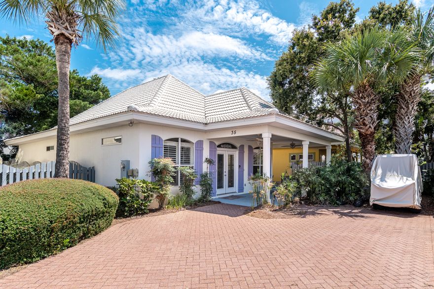 Check out this versatile Caribbean home in gated Emerald Shores. Use it as a primary residence, second home or vacation rental, furniture included. This three bedroom, two bath home is in a key location, just .03 miles to the white sandy beaches of the Gulf Coast. Amenities include: deeded beach access, a private multi-level beach cabana with snack bar, keyed bathrooms, picnic tables and lounge chairs. In season, the tram will take you from your front door to the beach with gated entry. The community offers two heated pools, tennis court, basketball goal and shuffle board. You never have to drive to a restaurant; you can walk to Capt. Dave's on the Gulf, Kenny D's and Pompano Joes. Emerald Shores is halfway between Old Destin and Sandestin. This Caribbean More... cottage comes completely furnished except for a few personal items. The open floor plan has 9' and 10' ceilings. Open floor incorporates the kitchen, dining and living room lending itself to a causal, spacious feel. The front porch is covered expanding the living space to the outdoors. Self-contained blinds in all exterior doors. Master bedroom hosts a master bath with double sinks and custom framed mirrors, separate shower and jetted bathtub with plenty of sunlight. Two guest rooms share a full size hall bath with tub/shower combo and double sinks. Laundry has full size washer and dryer and a 50 gallon hot water tank. Lawn care, irrigation, and cable are included in the HOA dues. Now is the time to own a piece of paradise in sunny Destin Florida. Build those family memories at the beach starting with this adorable home in Emerald Shores. Buyer to verify all information.