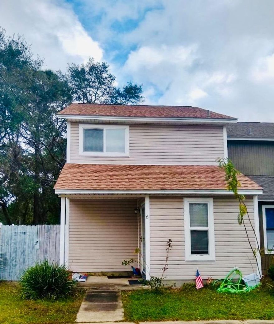 Walk inside and feel at home! This end unit with no HOA and a 2020 roof will not last long at all! Walk inside the front door to the foyer and notice the home boasts new LVP flooring and is light and bright. The quaint kitchen features stainless steel appliances and right off of the large living room area. Upstairs you will find two bedrooms and two bathrooms with plenty of space! Access your laundry room through the back door off of your covered patio where it is in a separate storage area. Hurry up and put this on your 'must see' list so you can enjoy your summer nights hosting in the large fully fenced in yard!