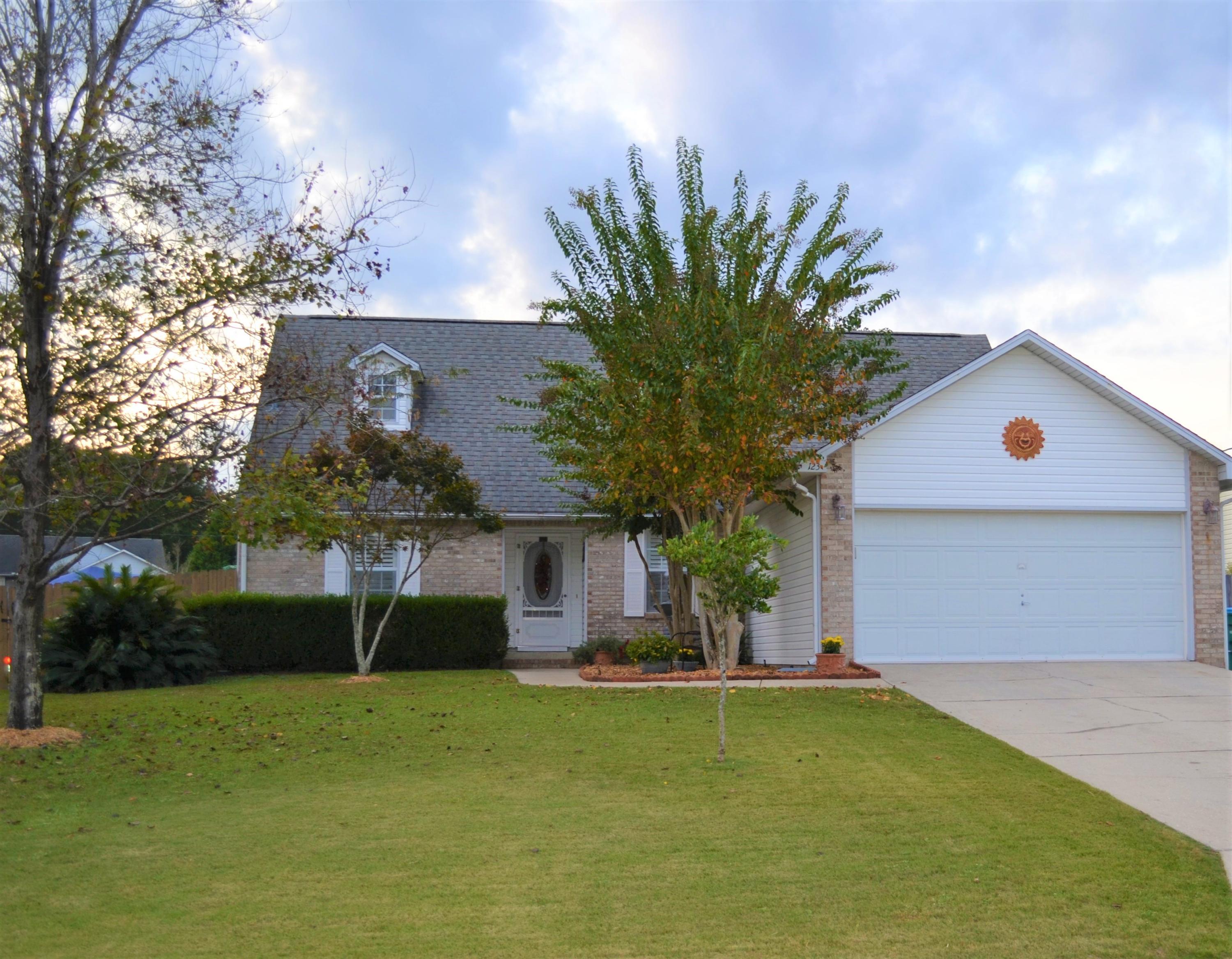 Pretty home in a nice neighborhood. Close to Eglin AFB, 7th Special Forces Base, and Duke Field. Home has 4 bedrooms, which include two masters. Upstairs master suite has three walk-in closets, plus a bonus room for the perfect office. Home has 3 full bathrooms. Master bathroom upstairs has two sinks and a garden tub/shower. On the first floor you will find the second master bedroom with bathroom, and two additional bedrooms and third bathroom. Kitchen is open and has newer stainless steel stove/oven and dishwasher, plus a built in double oven perfect for the cook, and new flooring. From the kitchen you enter into the dining room, which opens to the Living room. The back french doors lead to a nice patio and back yard. This home includes beautiful wooden shutters on the inside windows.