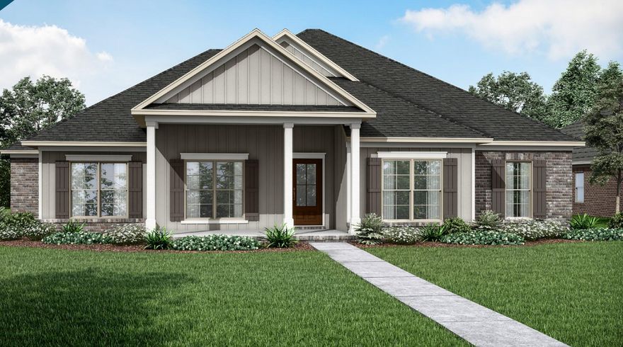 The gorgeous Cottonwood floorplan with 4 beds, 2 & 1/2 baths in the beautiful Yellow River Ranch Community. This home boasts many unique design details including EVP Flooring throughout the foyer, family room, formal dining room, kitchen, breakfast nook & hallways. You will love the FABULOUS countertops in the kitchen, bathrooms & a large, tiled shower in bedroom 1. Wonderful covered front porch & covered back patio. The kitchen also features a gas range, microwave, dishwasher, pantry, beautifully painted cabinetry & more.  The Smart Home 'connect' system is included with several devices and the unique contemporary/craftsman exterior adds to the eye catching stylish curb appeal.