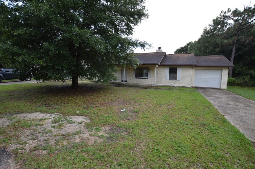 REO property located in S Crestview and mins from Duke Field, interstate and more. Built in 1992 this 3 bed 2 bath home is 1215 sf and has attached single car garage, fenced back yard and vinyl siding. Split bedroom design; living room has vaulted ceilings and fireplace. Tile in kitchen, attached laundry room, and baths. Tons of potential with one and a must see for both investor and owners alike.