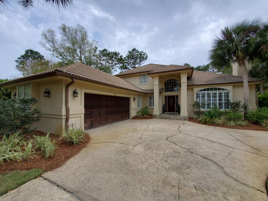 Under contract but accepting back up offers! Gorgeous 2-story Mediterranean estate situated on a large ¼ acre corner lot. Featuring lush landscaping, circular driveway, 2 car garage with separate golf cart entry, and a fenced back yard with a 2016 heated pool complete with a Jacuzzi inset seating. The jacuzzi is stubbed for gas fire and spitting water features. There are also gas stubs on either side of the home for a fire pit or gas grill. As you walk inside, you'll find warm hardwood flooring and crown molding throughout. The kitchen features crafted cabinets, an island, beautiful granite, glass backsplash, and Samsung Chef Collection stainless steel appliances. Kitchen is the breakfast/sunroom sitting area lined with floor to ceiling windows overlooking heated pool & spa.  This home offers a sprawling 5 bedrooms with a master suite and guest bed/office on the main floor and a 2nd master oasis with 2 additional rooms on the second floor. 
As an introduction to the Sandestin lifestyle, we invite our new owners to explore amenities that make Sandestin special. The listing brokerage and seller(s) are presenting the buyer(s) of this property with (2) 90-minute rounds of Tennis court time, a golf foursome at one of our three championship courses, and a round of golf for up to four (4) players at the unrivaled Burnt Pine Golf Club.
Sandestin Golf and Beach Resort is a major destination for all seasons and all ages, and has been named the #1 resort on Florida's Emerald Coast. This magical resort spanning over 2,000 acres is comprised of over 70 unique neighborhoods of condominiums, villas, town homes, and estates. The resort features miles of sandy white beaches and pristine bay front, four championship golf courses, a world-class tennis center with 15 courts, 4 resort swimming pools (and 15 private neighborhood pools), a 123-slip marina, a fully equipped and professionally staffed fitness center and spa, meeting spaces and The Village of Baytowne Wharf, a charming pedestrian village with events, shopping, dining, family entertainment and nightlife. For true golf cart community living, Grand Boulevard is just outside the resort gates and provides access to additional shopping, dining and entertainment, all without traveling on Hwy. 98.  Come to Play, Stay for Life!