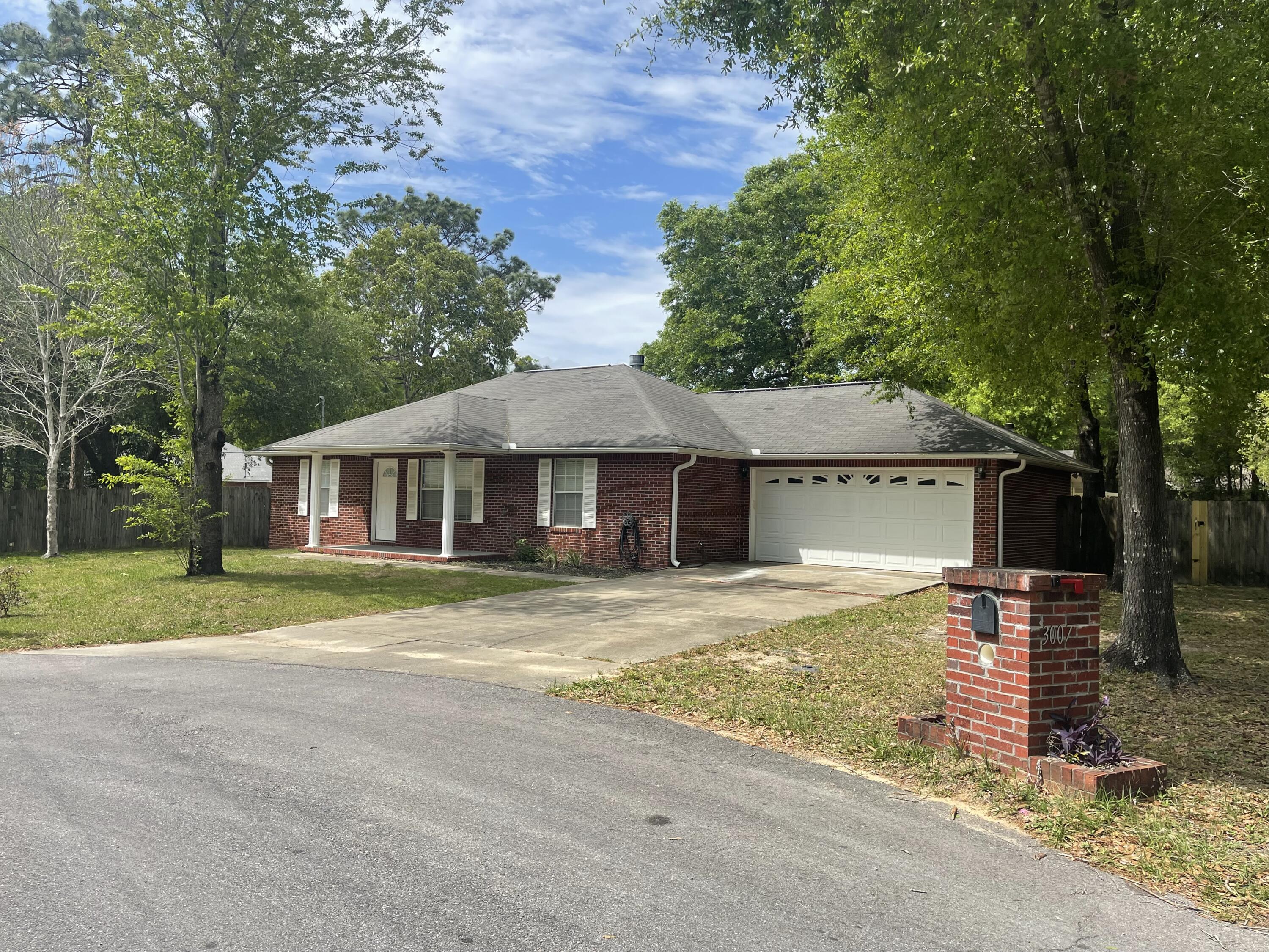 Located on a quite Cul-De-Sac this Lovely 3 bedroom, 2 bath, split bedroom plan is located in North Crestview in the very desirable Foxworth Estates. Large living room with plenty of room for your oversize furniture. Kitchen comes with lots of cabinets for storage and counter tops for food prep. Backyard is fenced for your kids and pet to enjoy being outside. Large shed for storage and attached small carport. Lovely paver patio for entertaining family and friends. Very family friendly home.