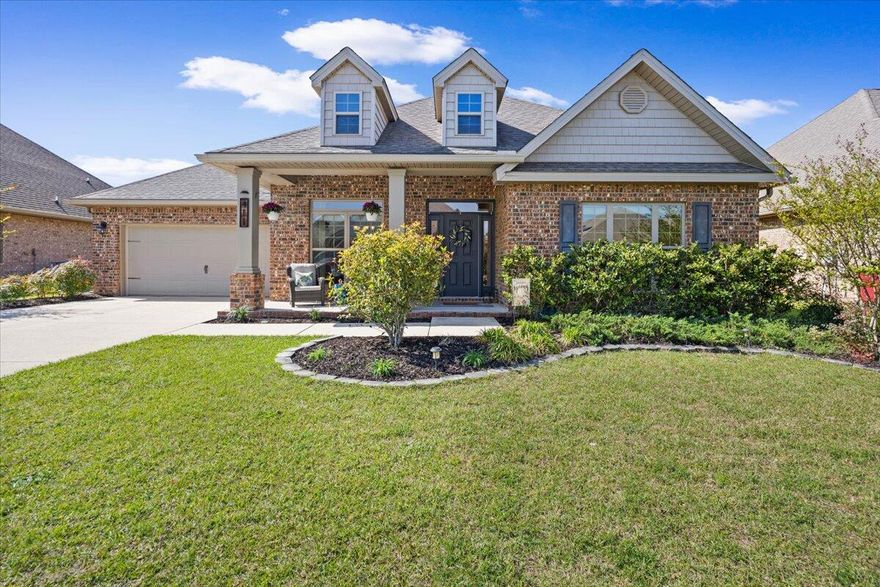 Welcome to this stunning one-story brick home offering 3,144 square feet of beautifully designed living space. Featuring 5 spacious bedrooms, 3 full bathrooms, a formal dining room, and a dedicated office/flex space. The open floor plan is perfect for both everyday living and entertaining, highlighted by custom accents, LVP flooring and granite countertops.This home has ample storage throughout, making it easy to stay organized while enjoying a clean, open feel. Step outside to a large covered patio, sprinkler system and storage building making it perfect for relaxing or hosting gatherings year-round. The neighborhood, Redstone Commons has a clubhouse with a pool, playground and dog park. Ideally located across the street from both the elementary and middle schools and with quick access to shopping, downtown Crestview and the I-10, convenience is at your doorstep. This is the perfect place to call home!